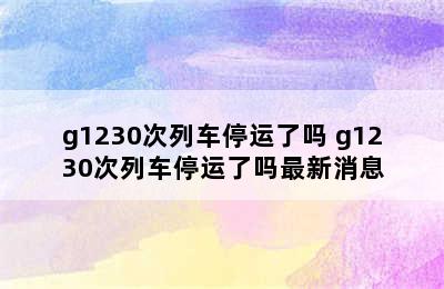 g1230次列车停运了吗 g1230次列车停运了吗最新消息